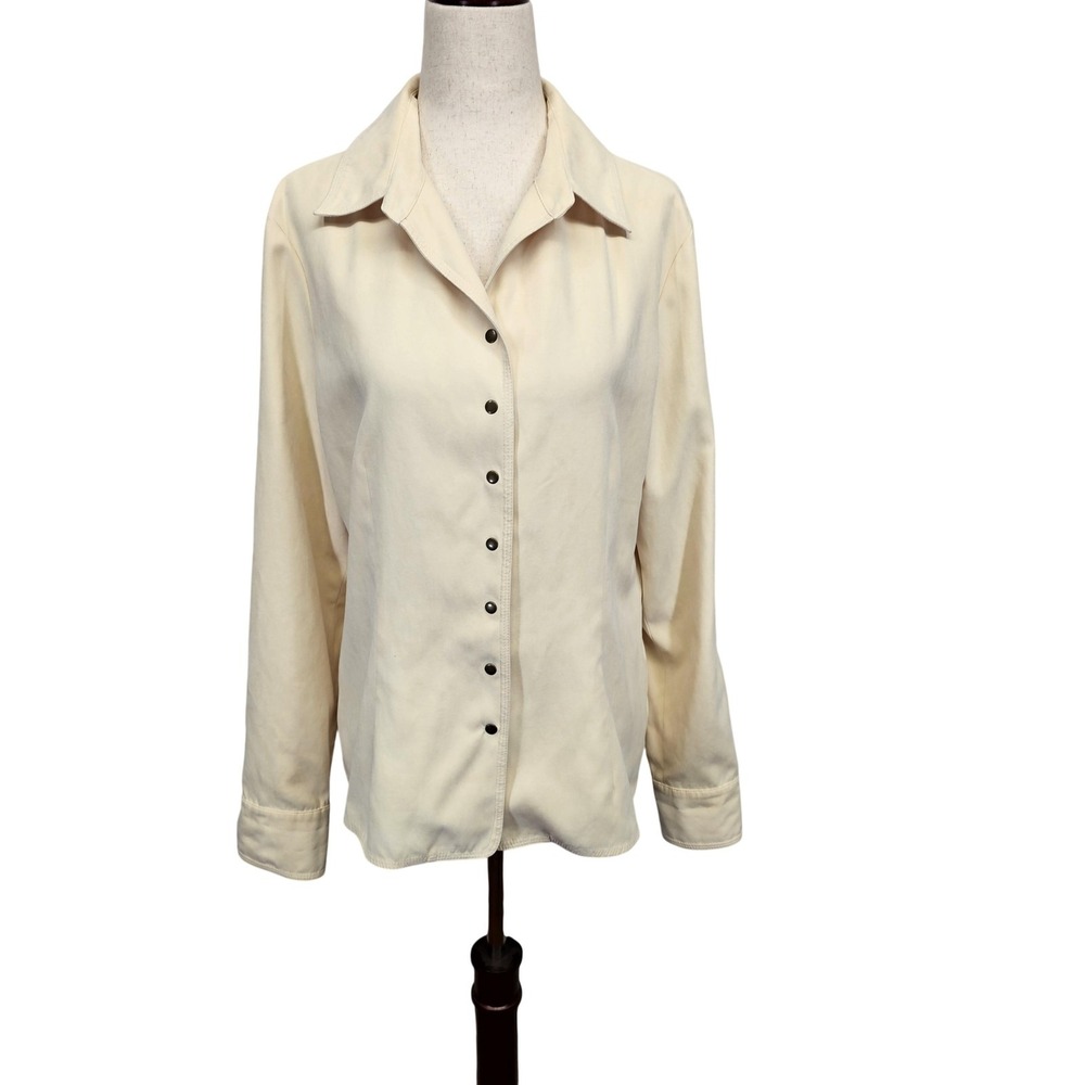 Talbots Shirt Womens Small White Button Front Collared Long Sleeve Basic Top